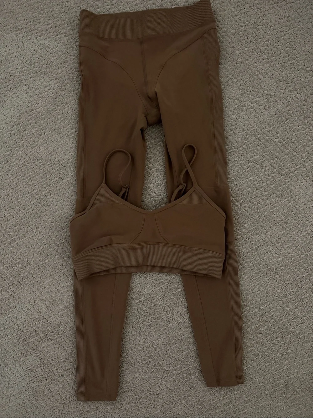 ALO Yoga Brown Ribbed Seamless Sports Bra